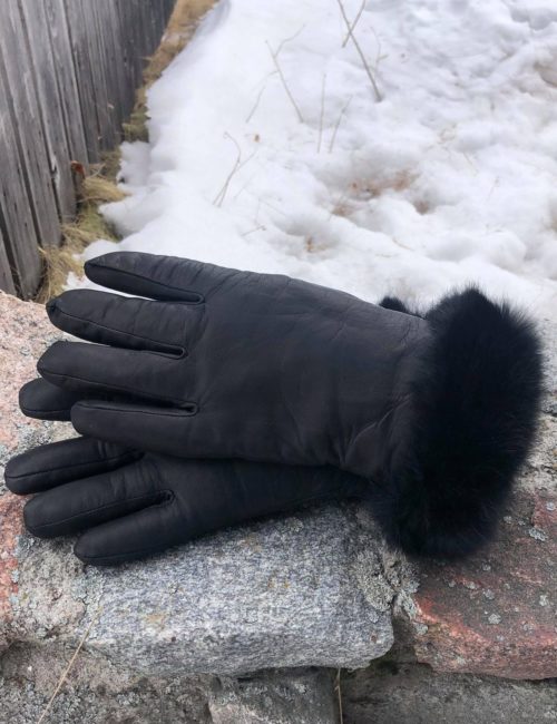 Raber Fur Trim Lined Cowhide Glove