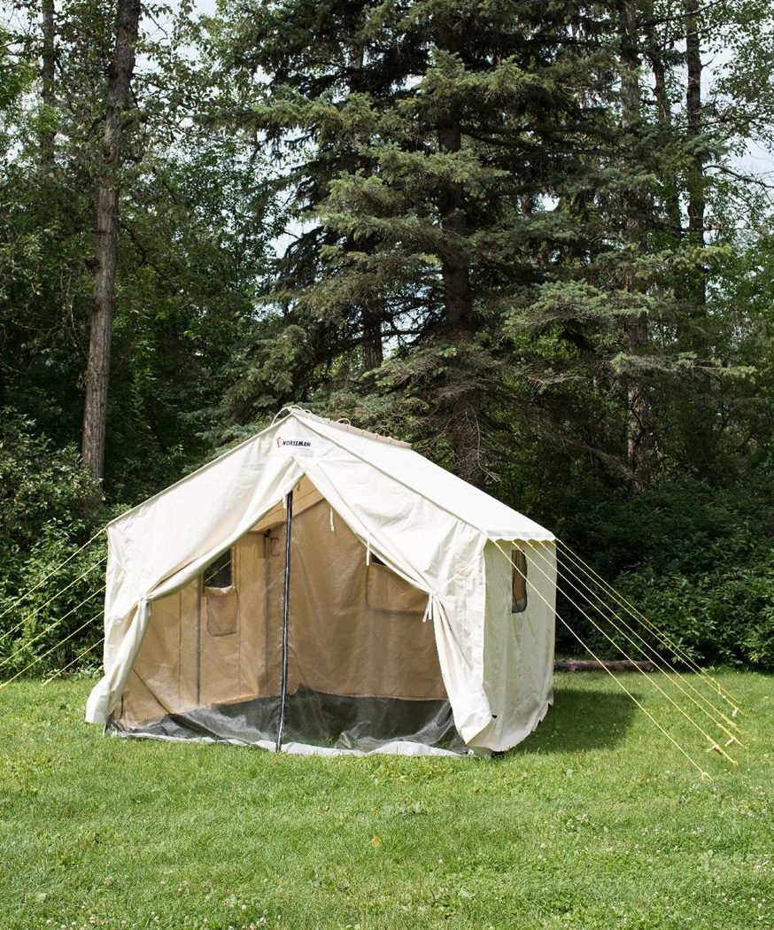 VEVOR Large Canvas Tent 12x14ft, Wall Tent With PVC Storm Flap, Canvas ...