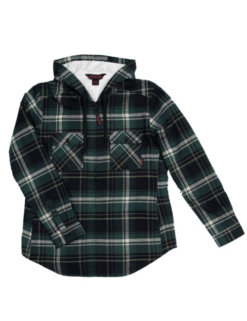 WS12 Tough Duck Women's Pile-Lined Flannel Jacket - Green (1)