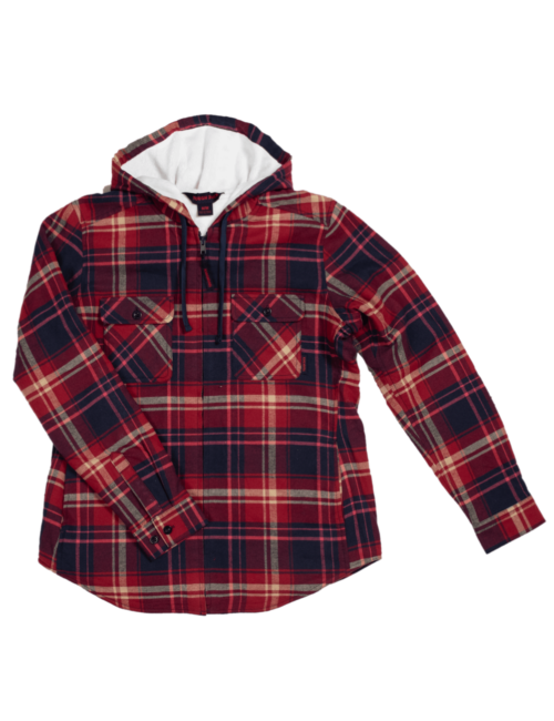 WS12 Tough Duck Women's Pile-Lined Flannel Jacket - Red (1)