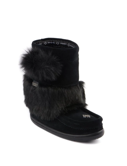 56190 Manitobah Kids Faux Fur Snowy Owl Mukluk Youth - Black (1)